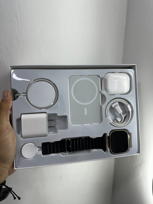 Combo 8 en 1 Smartwatch + Airpods + Cargadores